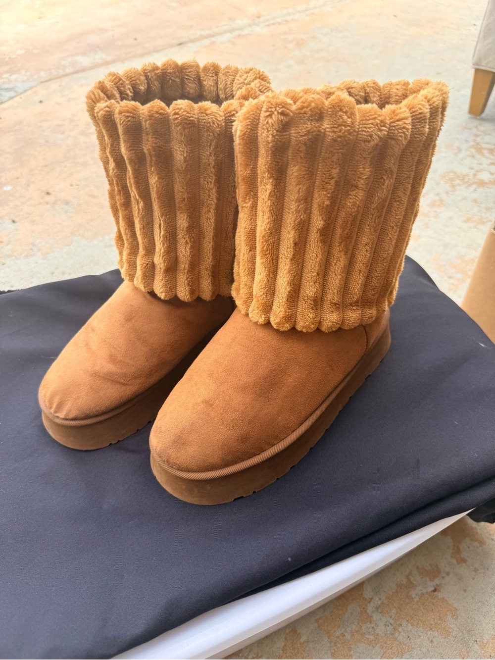 Wild Diva Women's Faux-Suede Winter Boots in Camel Brown